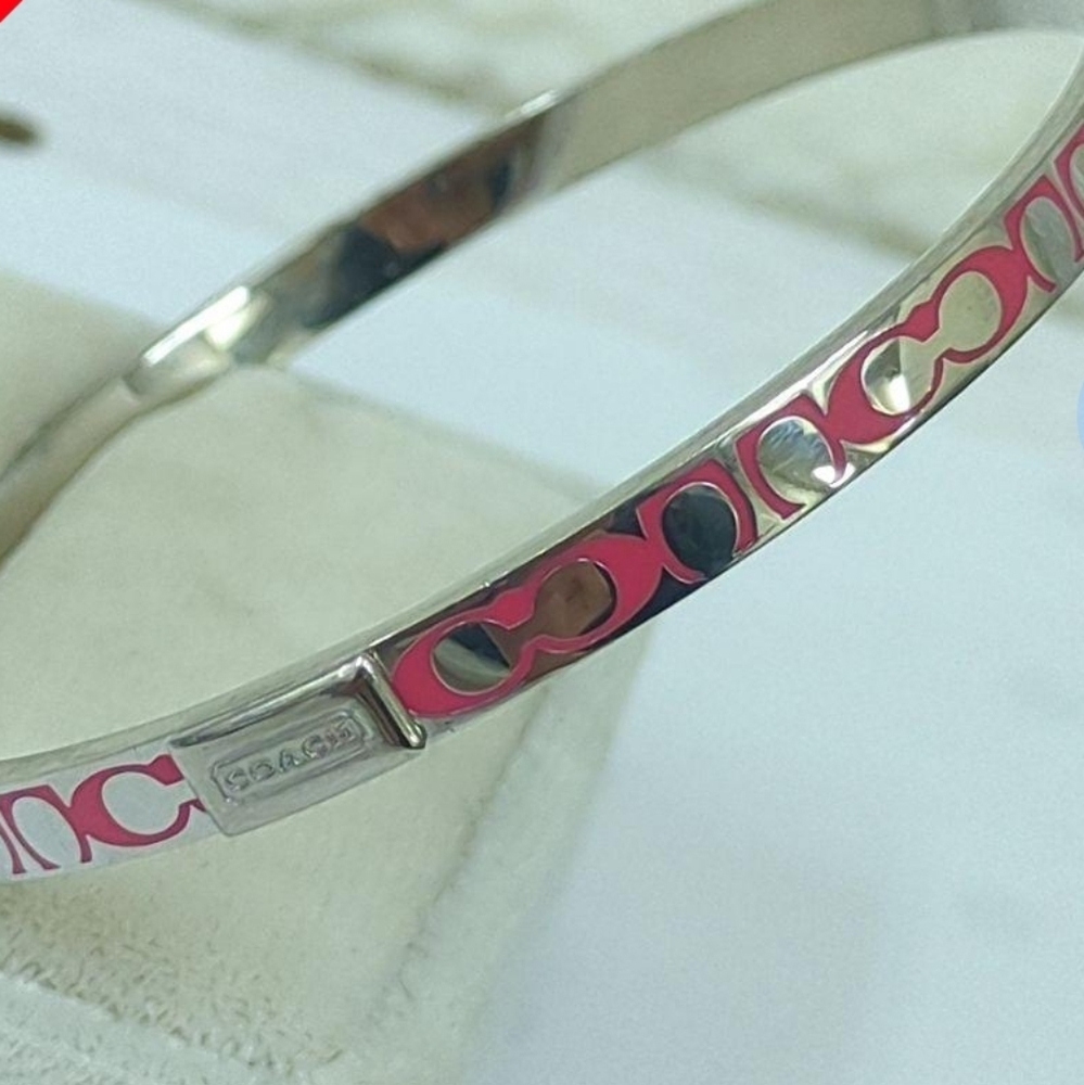 Coach Pink Signature Enamel Bangle Bracelet - Picture 3 of 8
